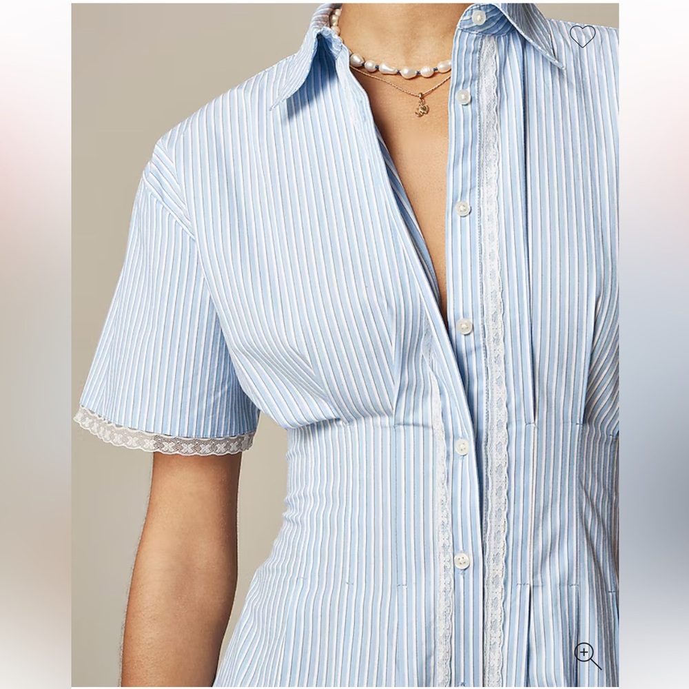 J. Crew Light Blue and White Striped Midi Shirt Dress - Picture 2 of 14